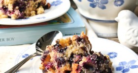 Old Fashioned Blueberry Pudding with Rosewater Sauce